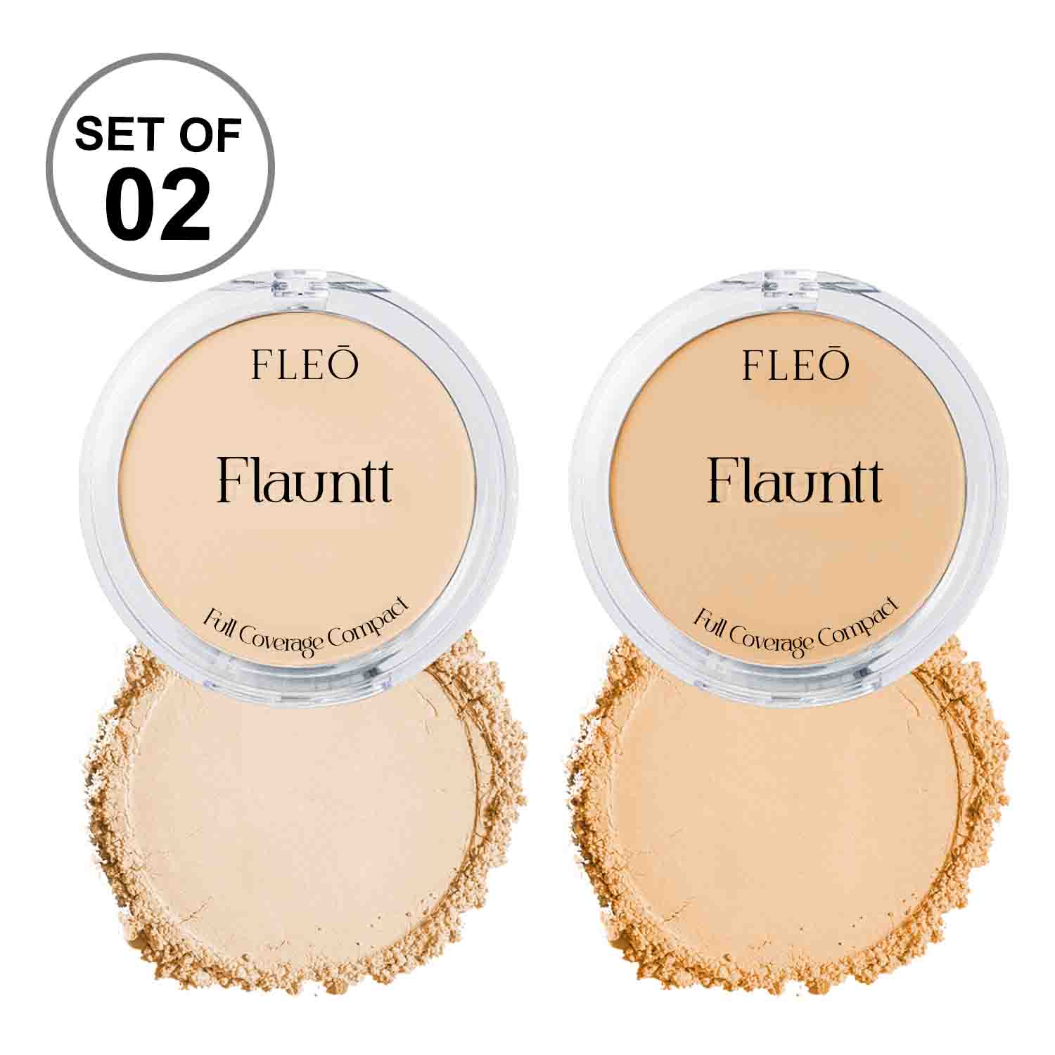 Flauntt Full Coverage Compact Shade- Natural 01 & BEIGE 03