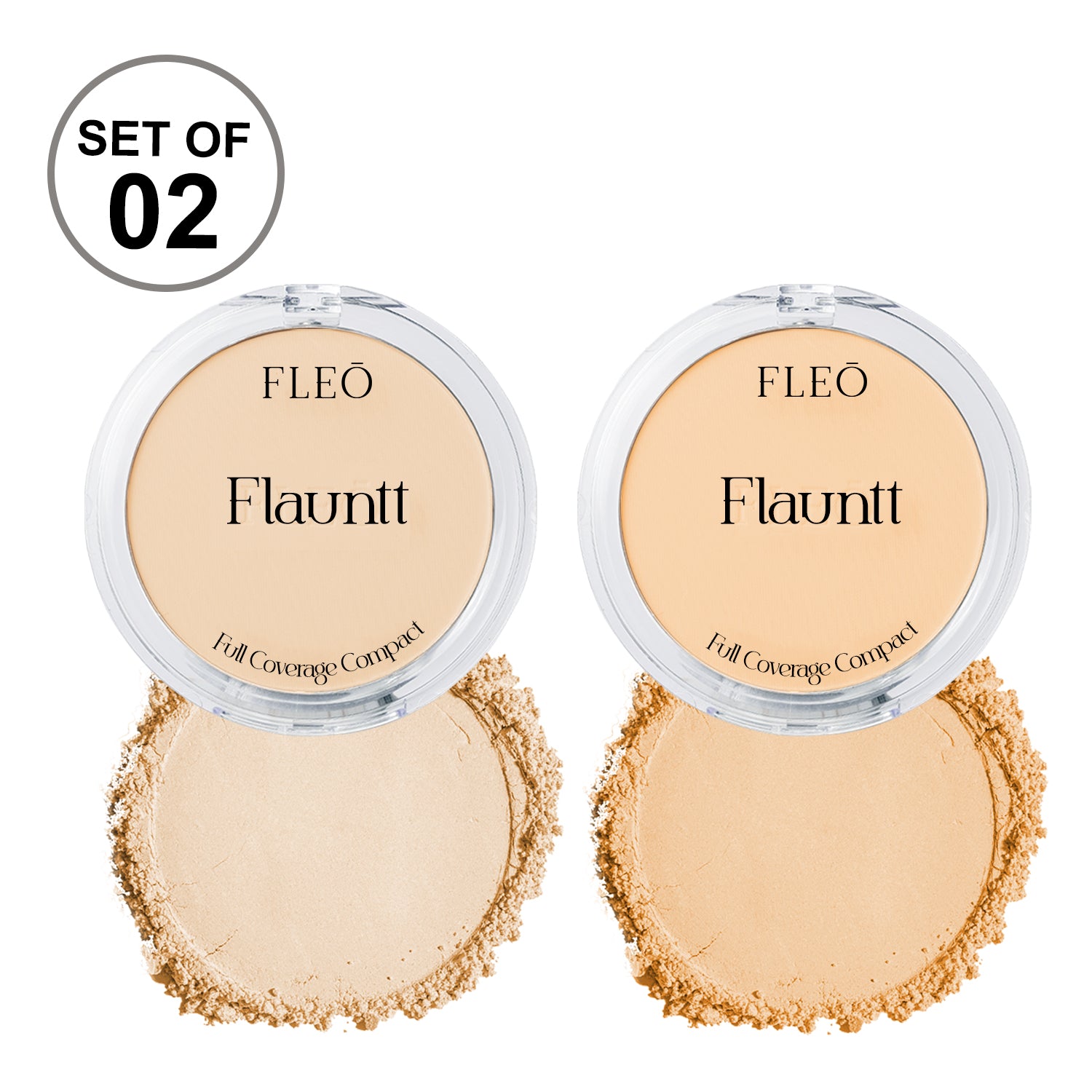 Flauntt Full Coverage Compact Shade- Natural 01 & SAND 02